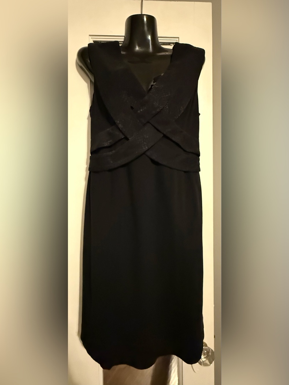 Black Halo Textured Snake Print Criss Cross Front Sheath Dress Black 4